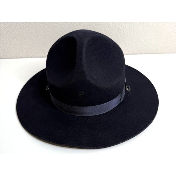Stratton Hat Size 7 1/4 Navy Blue Self Forming Felt Campaign - Picture 1 of 9